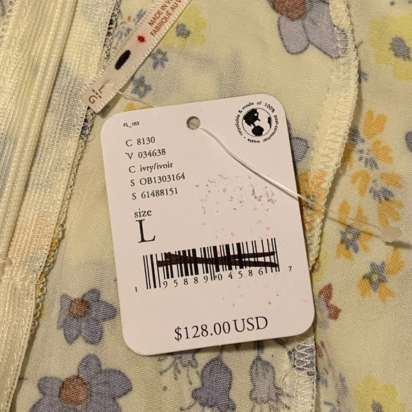 NWT Free People It takes Two Ivory Floral Combo Open Back Dress - Size Large - Picture 7 of 7